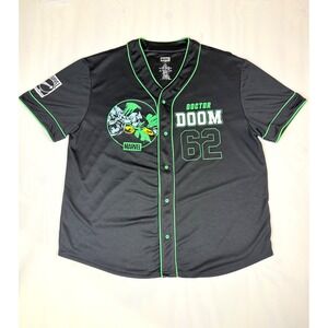 Marvel Doctor Doom 62 Baseball Jersey Shirt 2XL Black Green Button Front Comic